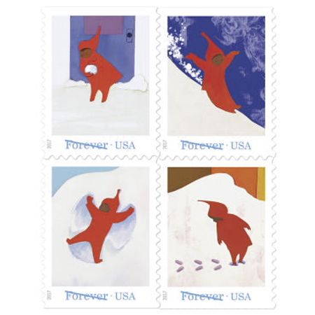 100 Snowy Day Forever Stamps Children's Book Snowy Day Winter Forever Postage Stamps for Collecting or Mailing